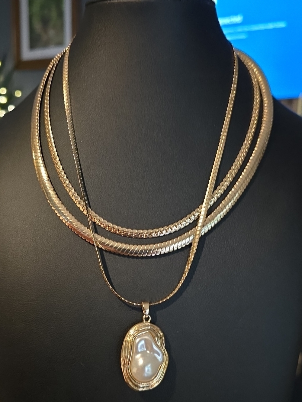 INC International Concepts Gold-Tone Multi-Strand Necklace with Pearl Pendant